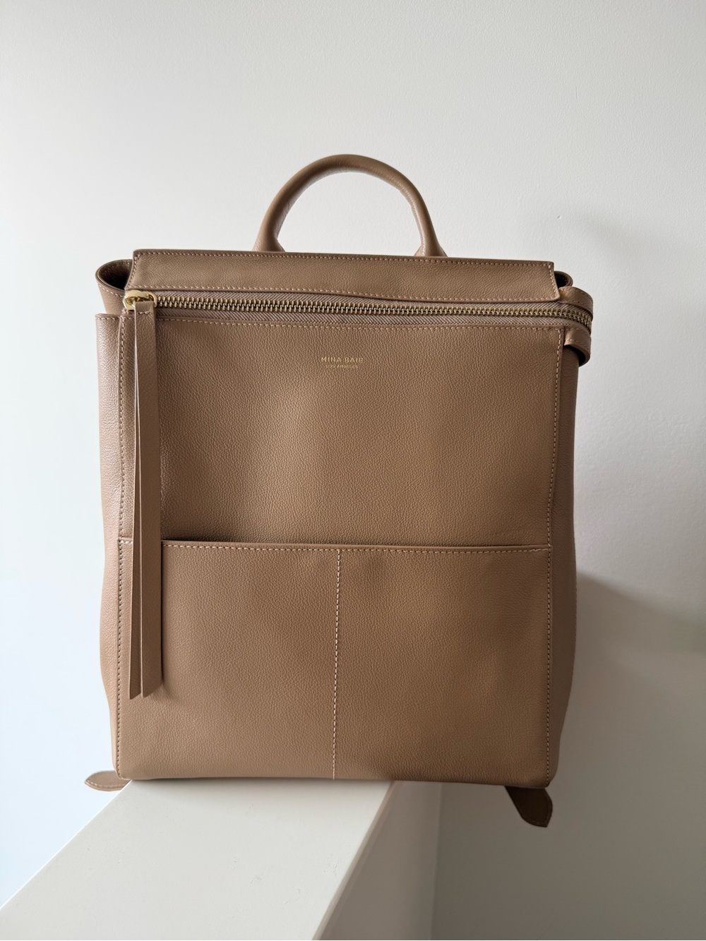Mina Baie Harper Midi in Desert – Genuine Leather
